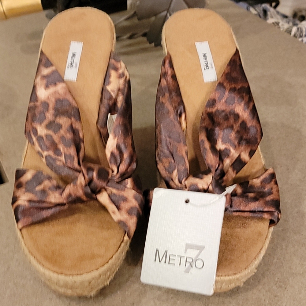 Leopard print wedges - NWT